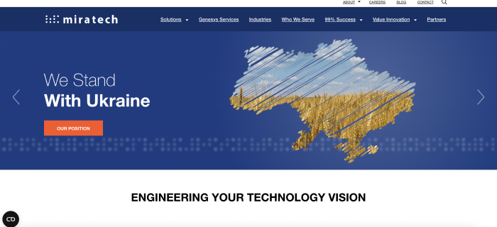 Miratech Ukraine IT Outsourcing Website Screenshot