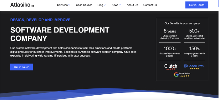 Atlasiko Ukraine Outsourcing Companies Website Screenshot