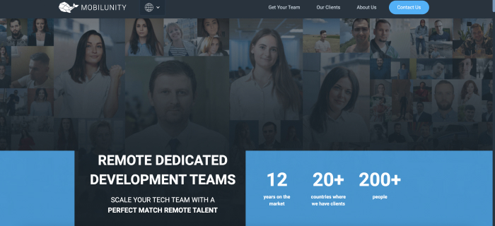 Mobilunity Outsourcing Companies Ukraine Website Screenshot