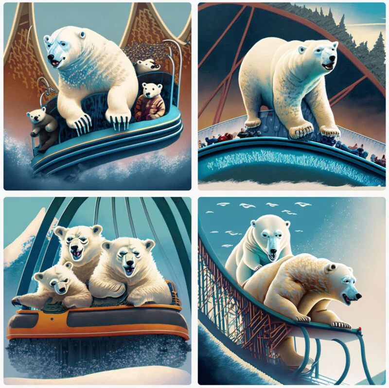 Polar Bears Riding a Rollercoaster