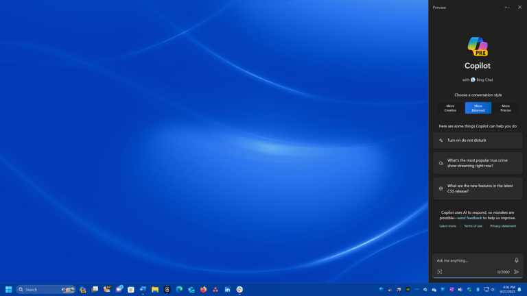 The Windows Copilot Panel on the Right Side of your Screen