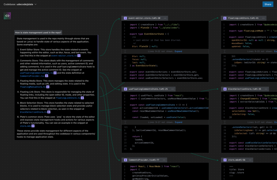 CodeSee AI with Generative AI Question Box and Code Map